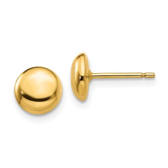 Kazi Luxury 14k Yellow Gold Polished Half Ball Post Ear